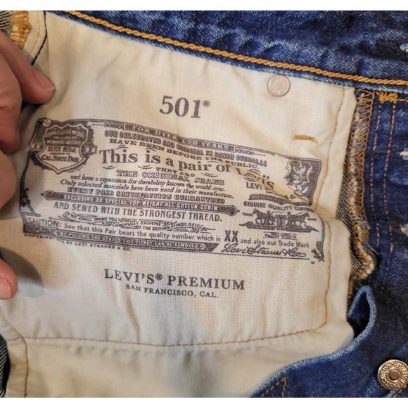 Levis Women 501 90s Selvedge Button Fly Straight Leg Blue Denim Jeans 24 X 30 - Picture 12 of 16
